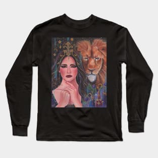 Circe enchantress with lion art by Renee L. Lavoie Long Sleeve T-Shirt